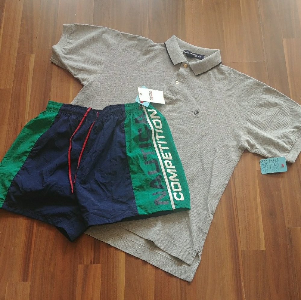 Retro Nautica Swim Trunks/Retro Nautica Polo Tee